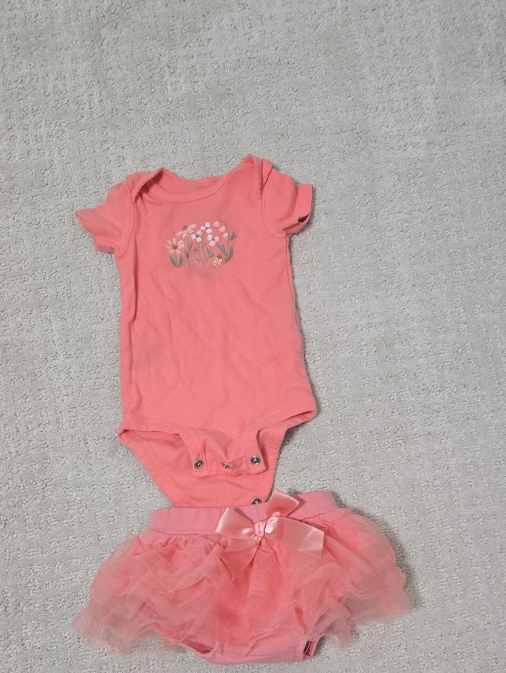 Carters Coral Pink Baby Onesie and Tulle Skirt Set - Kids Accessories -3M